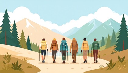 Hikers on mountain trail