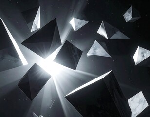 Abstract geometric shapes in space