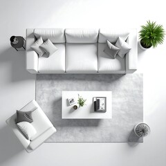 Top-down view of a modern living room