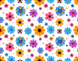Colorful floral pattern on white background