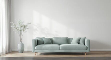 Pastel Green Sofa in Minimalist Living Room Interior Design