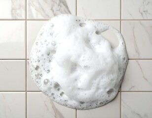 Cleaning foam on tile