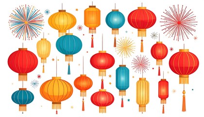 Festive lanterns and fireworks