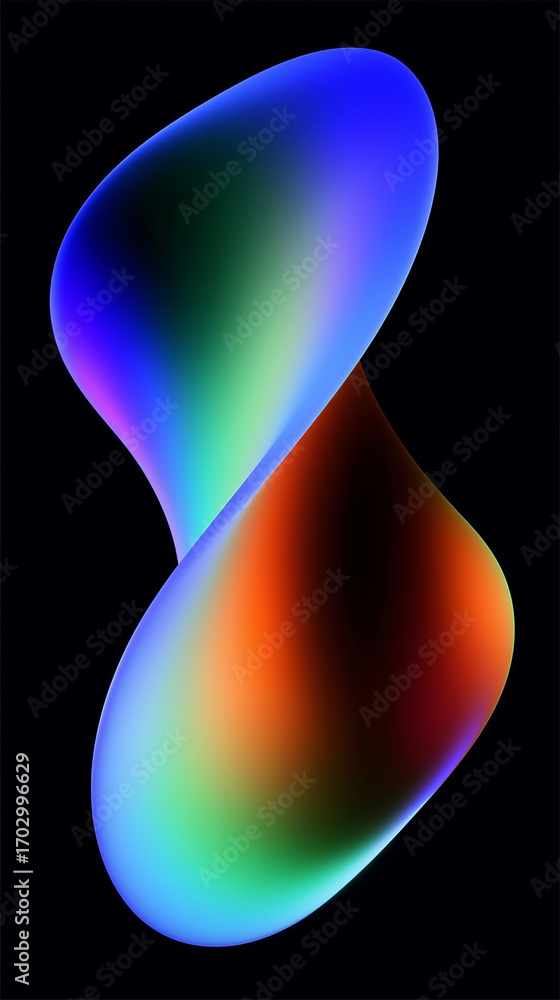 Poster abstract gradient shape with vibrant colors on a black background design art