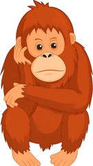 Cartoon orangutan, pensive pose