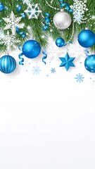 Winter festive border with ornaments