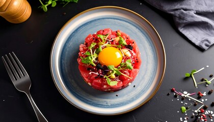 Fresh tuna tartare on a plate
