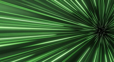 Abstract Green Light Speed Tunnel Effect Background.