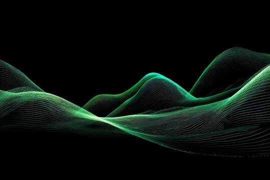 Abstract green digital wave landscape