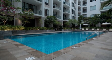 Swimming Pool at Apartment Complex, Tranquil Resort Style, Luxury Living