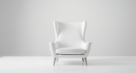 White High-Back Armchair, Modern Furniture, Minimalist Interior Design, Comfortable Seating, Elegant Lounge Chair