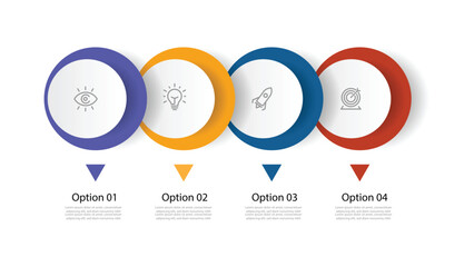 Business infographic template vector element with 4 step and icons can be used for workflow layout, business information, presentation data and web graphic design 