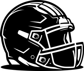 Fototapeta premium Minimalist black and white American football helmet icon. Clean vector design, scalable, isolated for logos, stickers, or digital use.