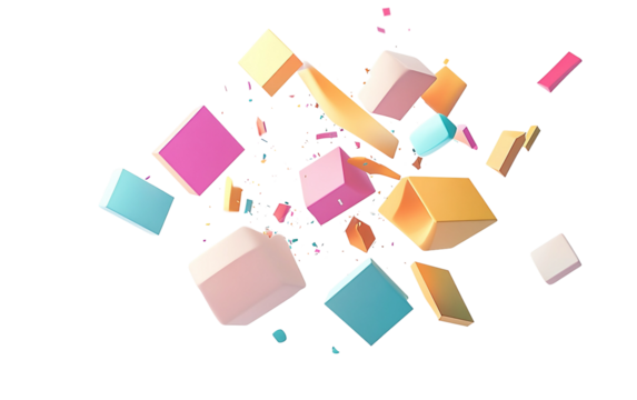 Contemporary abstract artwork of pastel colored forms highlighting geometry and visual flow isolated on transparent background PNG