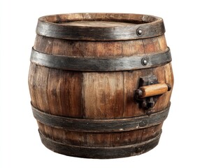 Obraz premium Aged wooden barrel with iron bands