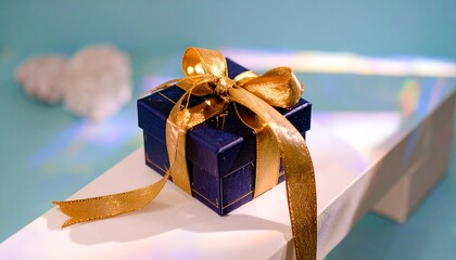 Gift box on white platform
