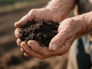 hands holding soil