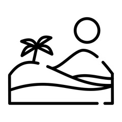 Desert with Sun & Oasis Arabic Culture icon