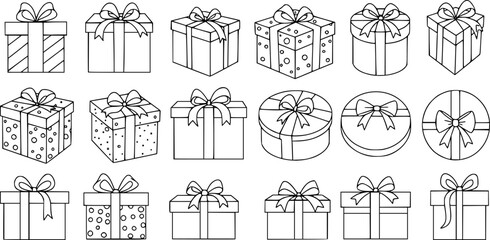 gift box line art style vector 