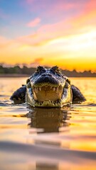 Crocodile at sunrise