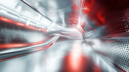 Futuristic metal tunnel corridor