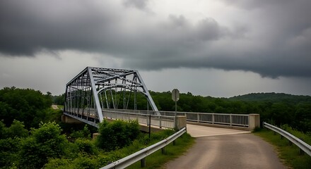 Obraz premium Metal Bridge Under Stormy Sky.