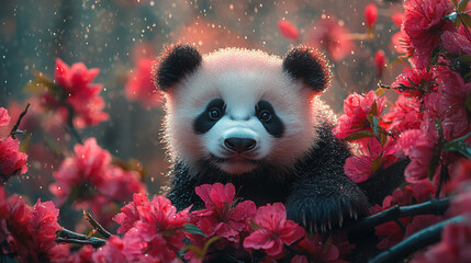 red panda eating bamboo