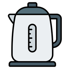 Kettle icon. Hot water pot symbol. Coffee brewing and café drink collection. Filled Line Icon
