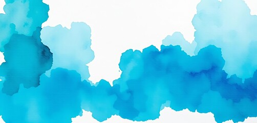 Abstract watercolor wash, teal and azure hues on textured white paper, art, seamless