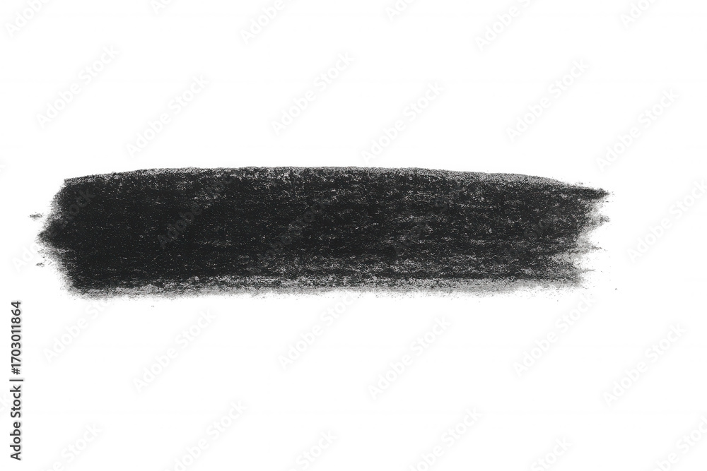 Poster grunge brush stroke forming rectangular abstract shape, black paint texture on transparent backgroun