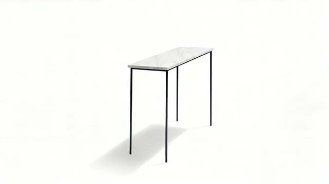Minimalist Modern Marble Console Table, Black Metal Legs