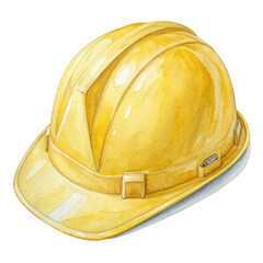 Fototapeta premium Yellow Hard Hat Watercolor Illustration