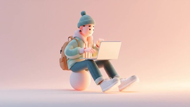 3D Animated Characters Typing On a laptop 4K Videos