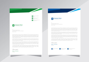 Creative modern letterhead design template with blue and green color. Corporate letter head design templates for your business, company and project. Vector letterhead design.