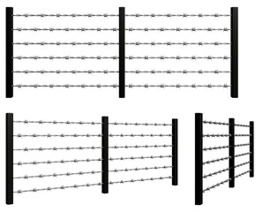 Metal wire mesh fence isolated on white background. steel security barrier for prison, military boundary, cage, protection enclosure, 3d render
