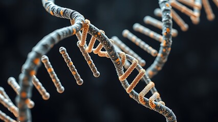 A DNA helix woven from mathematical formulas, entwining all known life within its spiral.