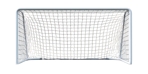Overhead view of a soccer goal, with a detailed net