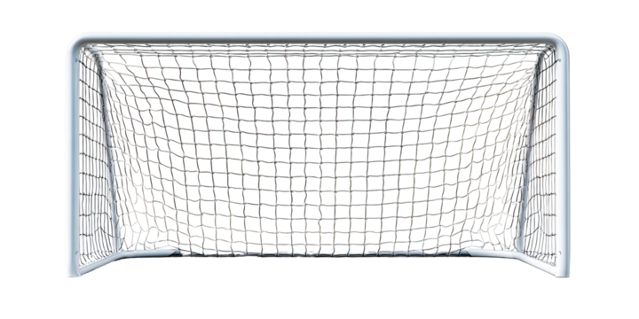 Overhead view of a soccer goal, with a detailed net
