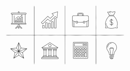 Naklejka premium Office and Business Outline Icon Collection – Success and Finance