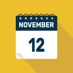 november 12 calendar icon vector illustration with design