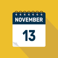november 13 calendar icon vector illustration with design