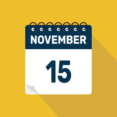 november 15 calendar icon vector illustration with design