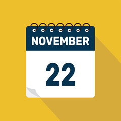 november 22 calendar icon vector illustration with design