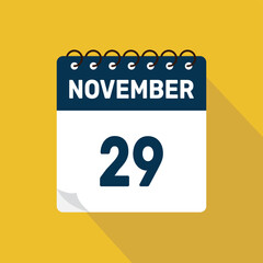 november 29 calendar icon vector illustration with design