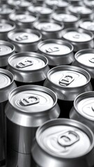 Close-up of many aluminum cans