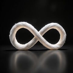 White Fluffy Infinity Symbol, Abstract Design, Texture Background, Studio Shot