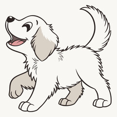 Adorable cartoon puppy playfully begging for attention with happy expression and wagging tail