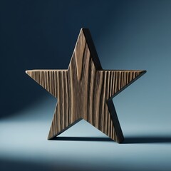 Wooden Star Shape, 3D Render, Texture, Dark Background, Graphic Element, Design Resource
