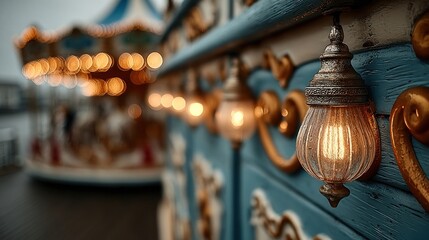 Carousel poles with glowing bulbs