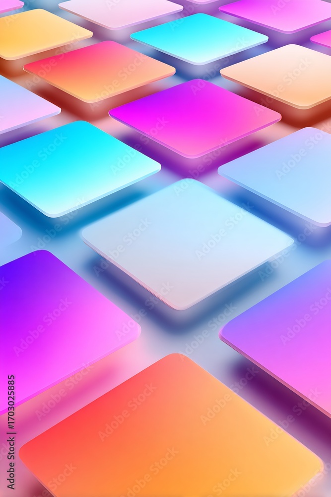 Fototapete abstract colorful squares pattern with vibrant gradient lights creating a modern and eyecatching bac
